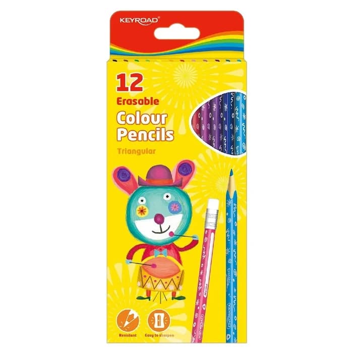 Keyroad Crayons Couleur Gommables 12 Pièces Triangulaires