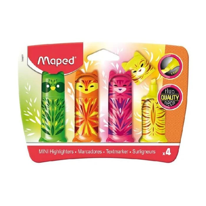 POCH 4 MARQ FLUO MINI FRIENDS MAPED