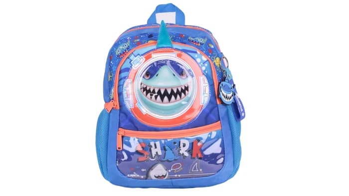 JasmineStar - Cartable Requin 3D Enfant Bleu & Orange