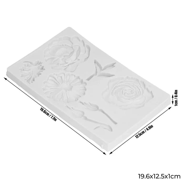 Moule Silicone Fleurs Relief 19,6×12,5×1cm