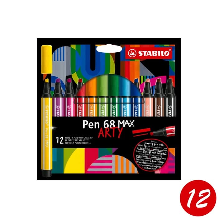 Set 12 Feutres STABILO Pen 68 Max Arty Pointe Biseautée