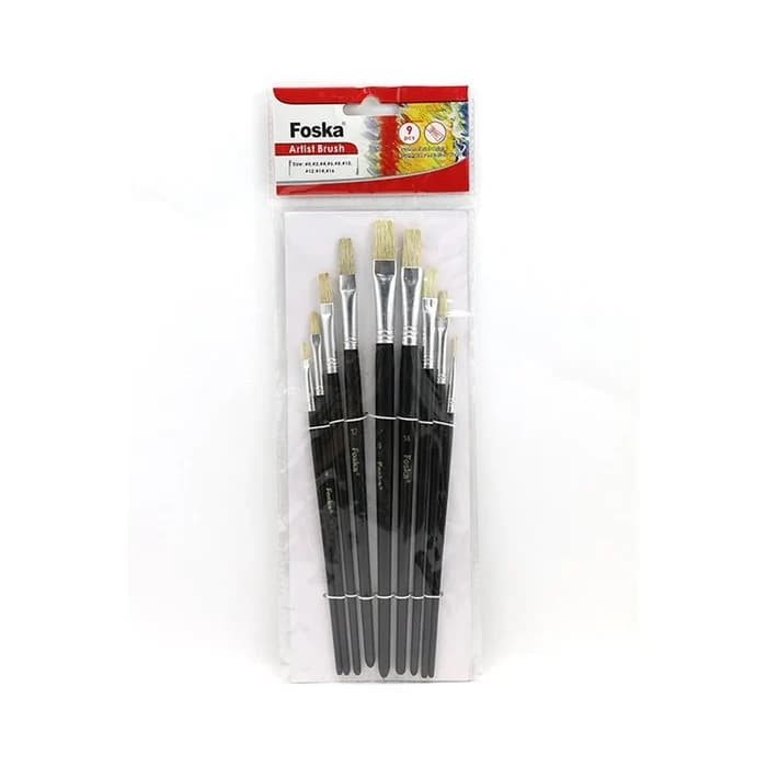 Foska Set 9 Pinceaux Plats Artist Brush 577T