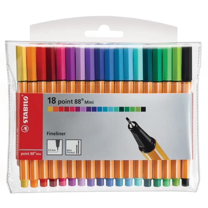 STABILO Point 88 Mini Fineliner 0.4mm - Pochette 18 Couleurs
