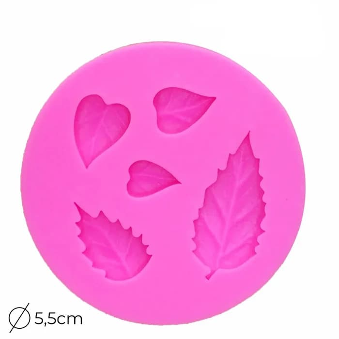 Moule Silicone Feuilles & Cœurs 5,5cm - Résine Pâte Polymère