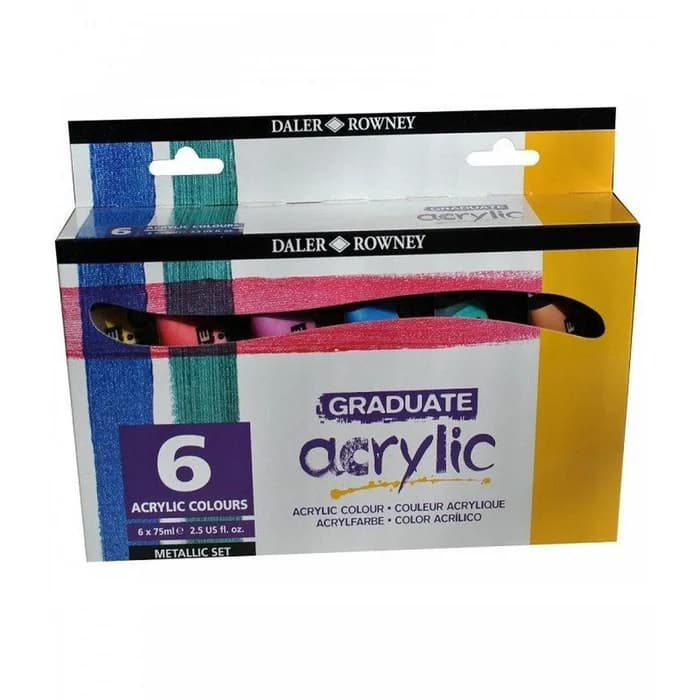 Daler Rowney Graduate Peinture Acrylique Set Métallique 6x75ml