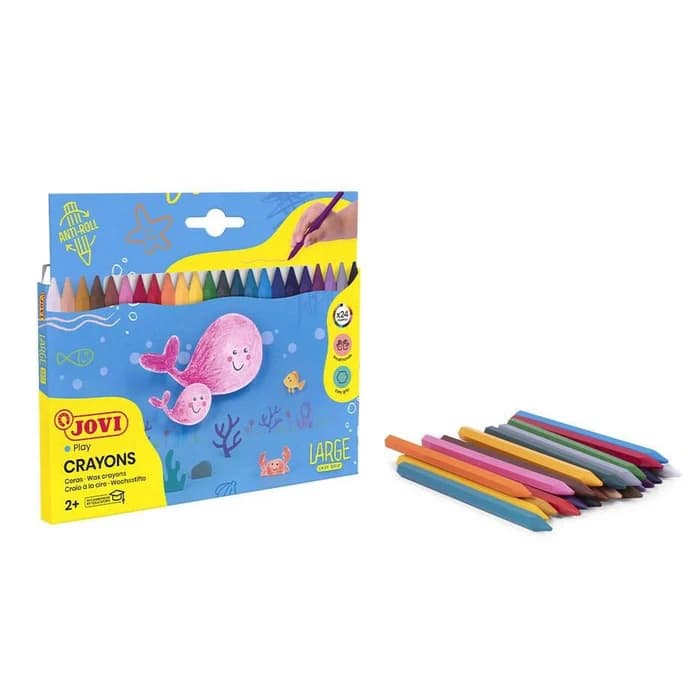Étui 24 Crayons de Cire Hexagonaux Jovi Anti-Roulement