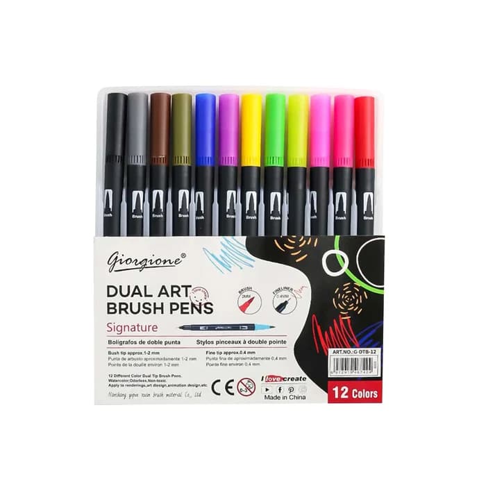 Giorgione Set 12 Brush Pens Double Pointe Dual Art