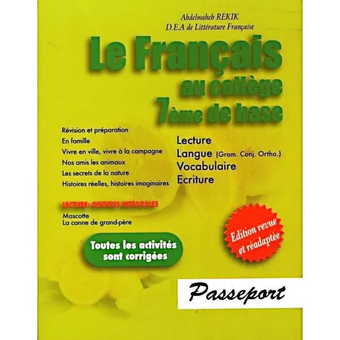 Le Français Au Collège 7ème De Base - Passeport