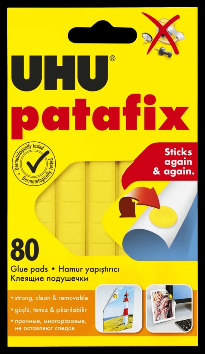 UHU Patafix - Pastilles Adhésives Repositionnables Jaunes 80g