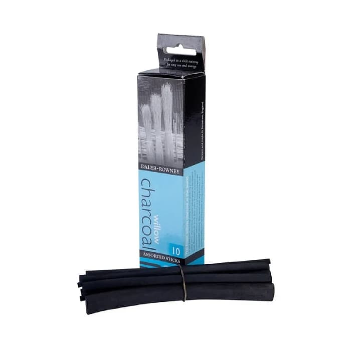 Daler Rowney Fusain Willow Charcoal 10 Bâtons 2-10mm