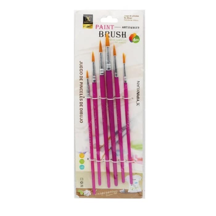 Set 6 Pinceaux Ronds Rose Paint Brush