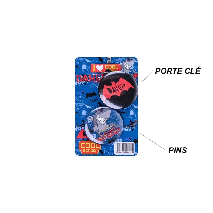 Set Porte Clé et Pin DANGER - Cool School