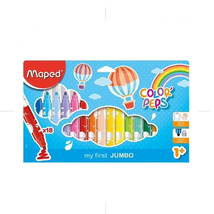 Pochette 18 Feutres Jumbo Maped - Prise en Main Facile