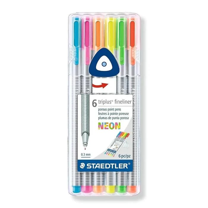 STAEDTLER Triplus Fineliner 6 Stylos Couleurs Fluo 0.3mm