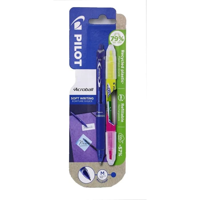 PILOT Acroball 1.0 Bleu + Spotliter Jaune/rose