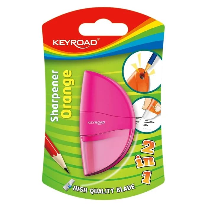 KEYROAD Taille Crayon + Gomme Orange 2 En 1