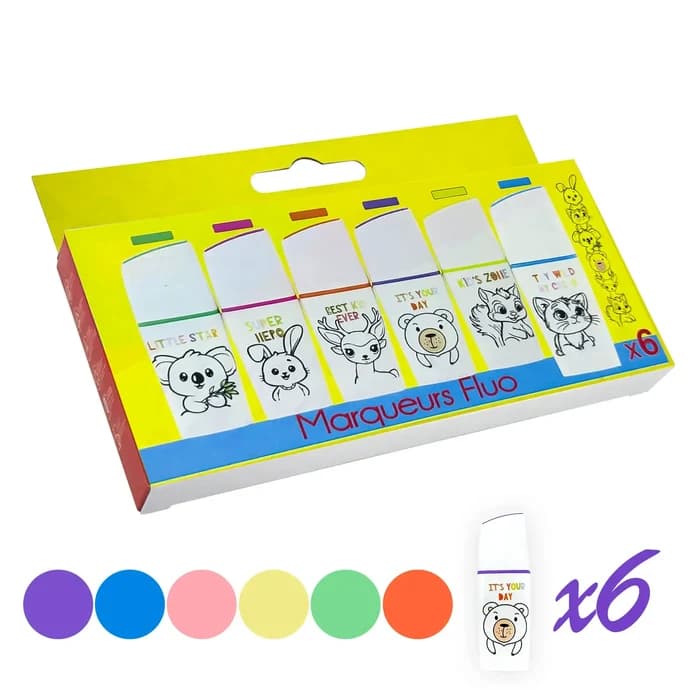 Marqueurs Fluo Kids Edition X6 - Couleurs Vives