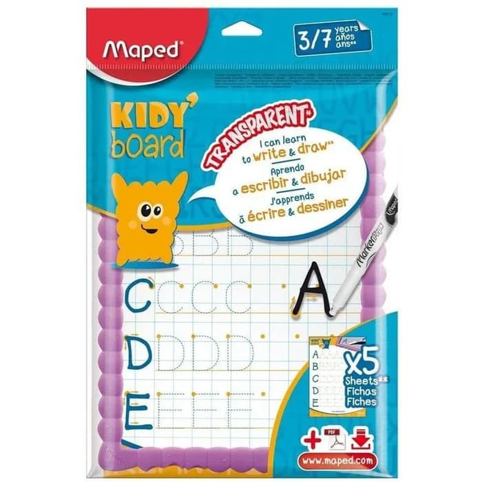 Ardoise Transparente Kidy'board MAPED 3-7 Ans