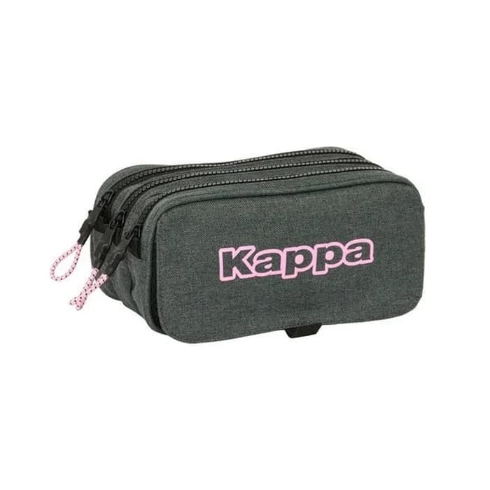 Trousse Kappa 3 Compartiments — Gris, Rose & Noir