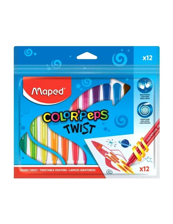 Set de 12 Crayons Cire Color'Peps Twist - Maped