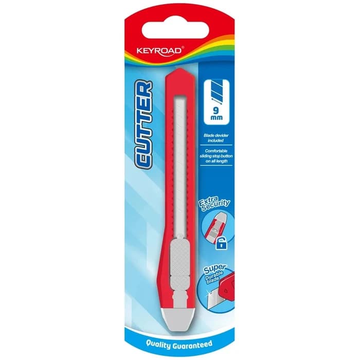 Keyroad – Cutter 9 mm lame rétractable rouge