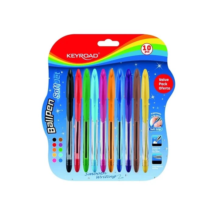 Keyroad Stylos Bille Soft Grip - Pack 10 Pcs