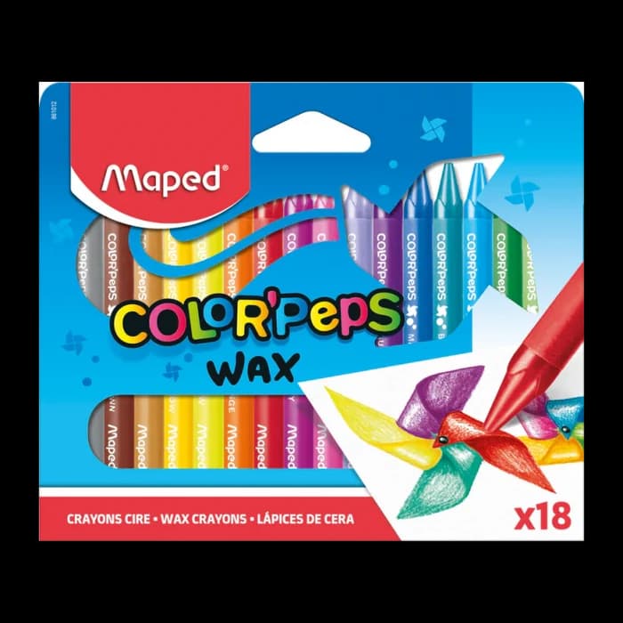 Maped - Crayon de Cire Color'Peps Wax, Étui Carton de 18