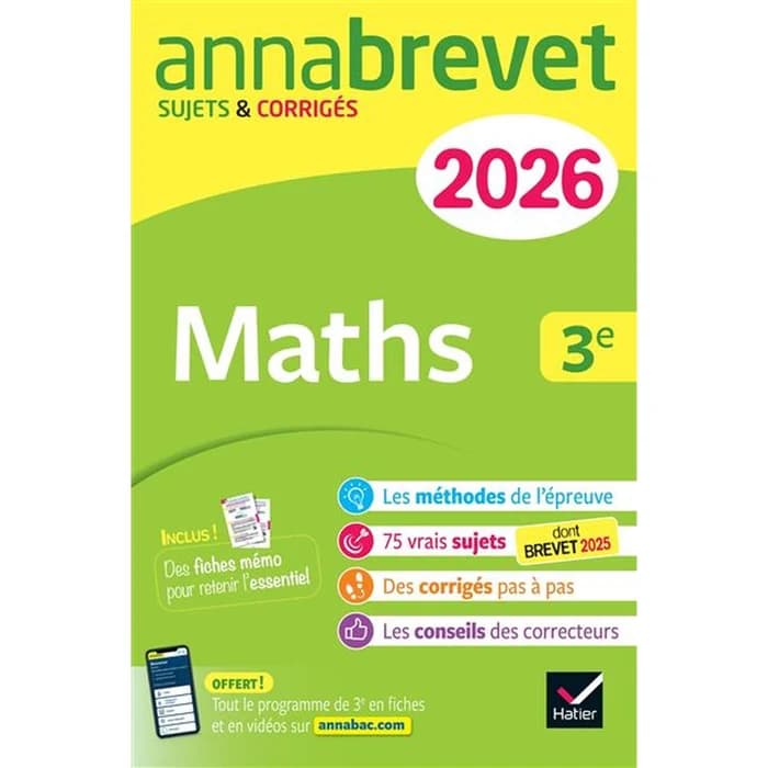 Annabrevet Maths 3e - Annales Du Brevet 2026