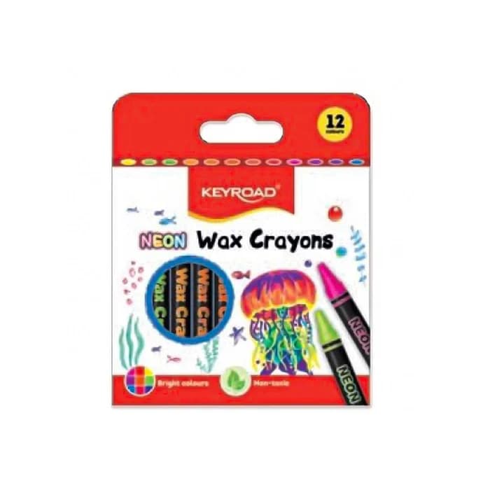 Keyroad Neon Wax Crayons Set, 12 Colors, Model KR972833