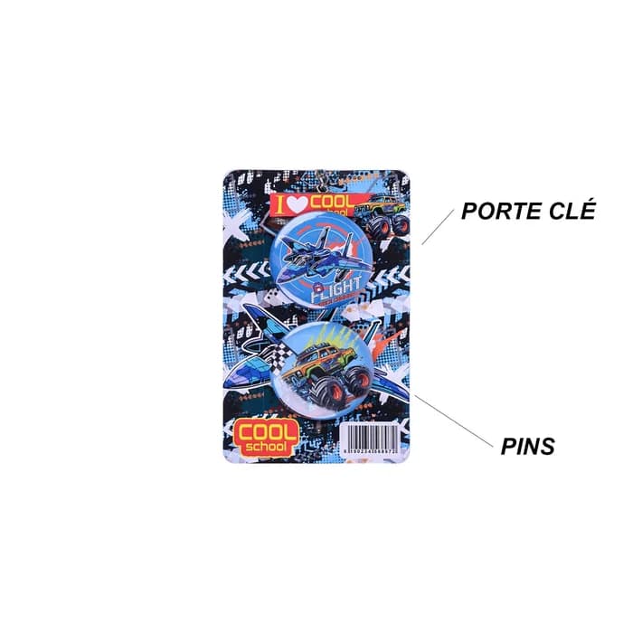 Set Porte Clé et Pin GEAR - Cool School