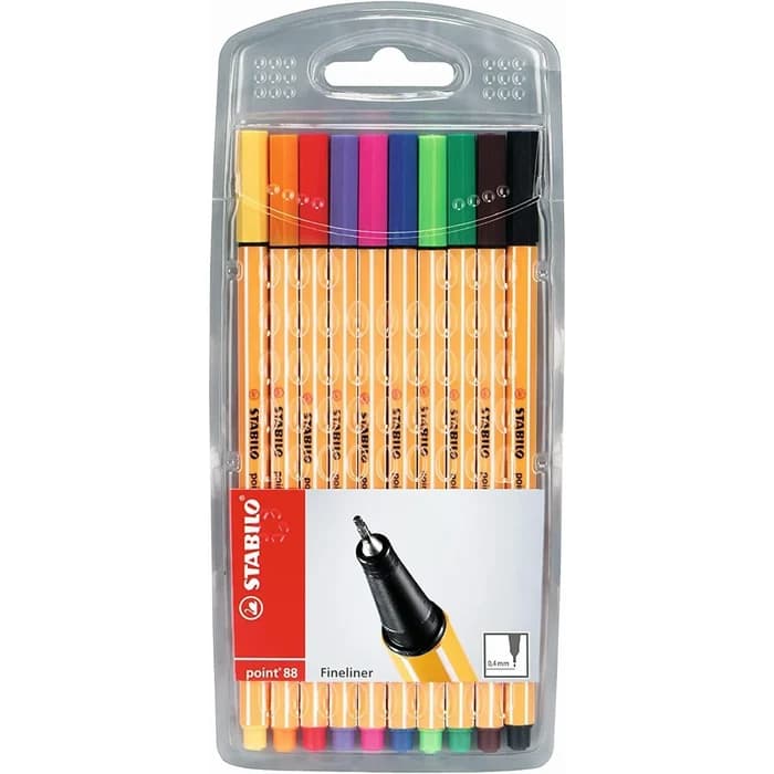 STABILO Point 88 Fineliner 0.4mm Pochette 10 Couleurs