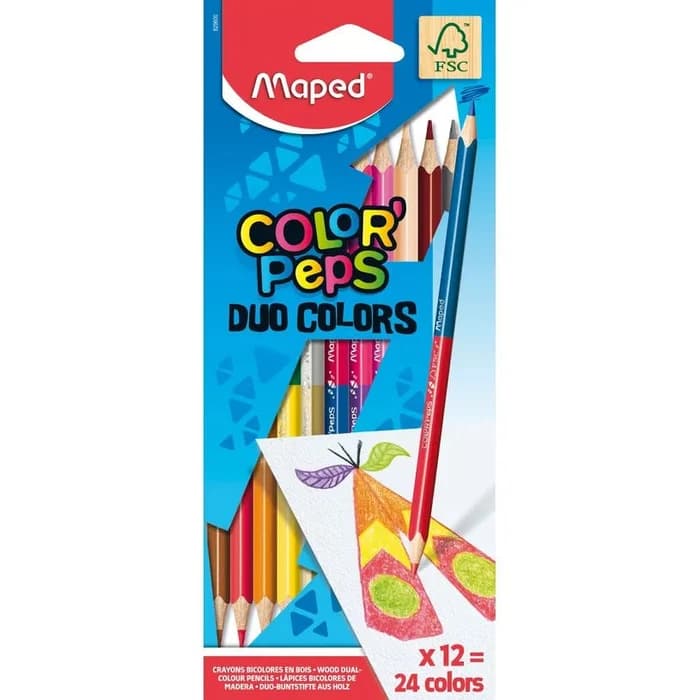 Maped Color'Peps Duo - 12 Crayons de couleur 2-en-1