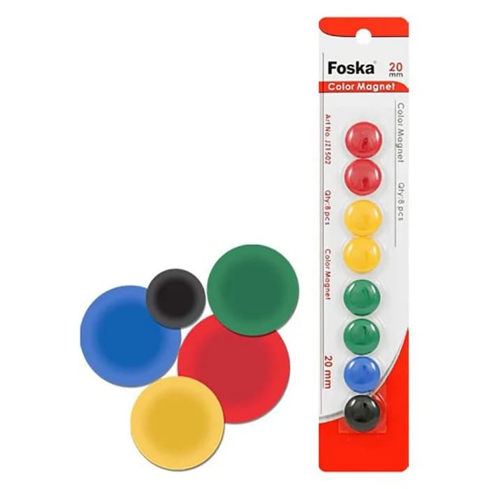 Aimants Tableau Foska 20mm - Lot De 6 Couleurs