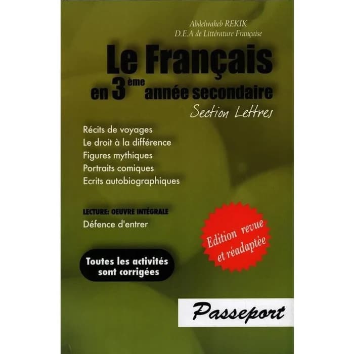 Le Français En 3ème Année Secondaire - Section Lettres