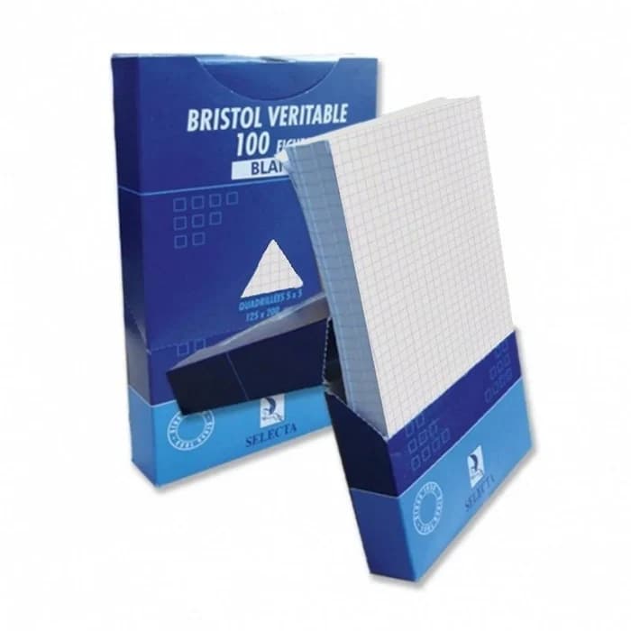 Fiches Bristol A5 Blanc 100 Feuilles Selecta
