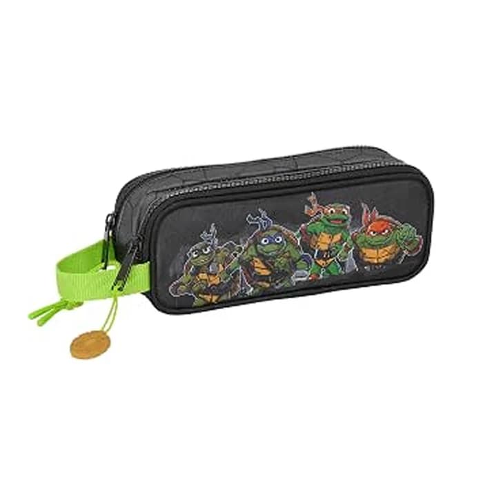 Trousse Safta Ninja Turtles 2 Zips — Noire & Verte