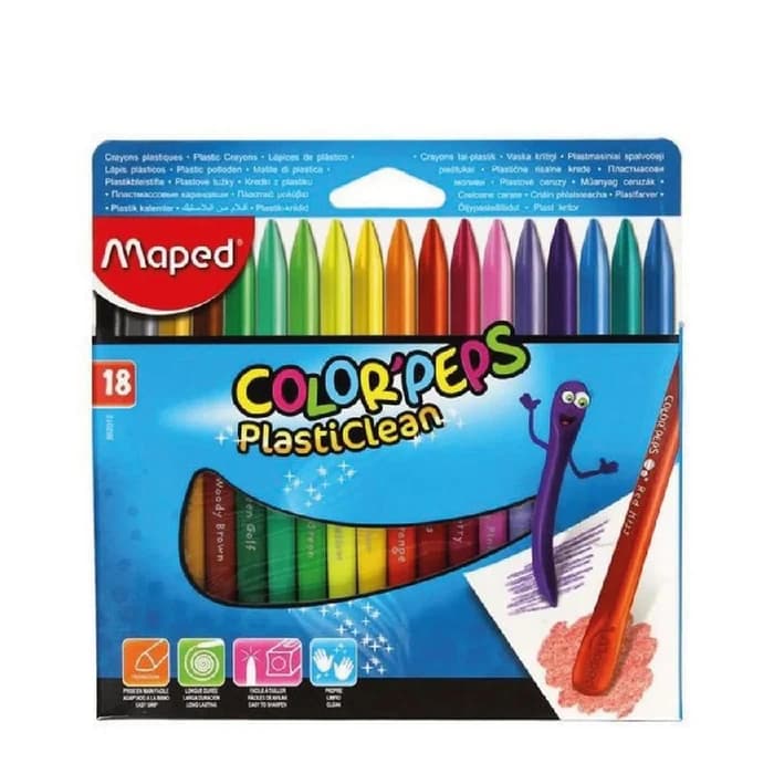 Maped Color'peps Plasticlean - 18 Crayons Plastique