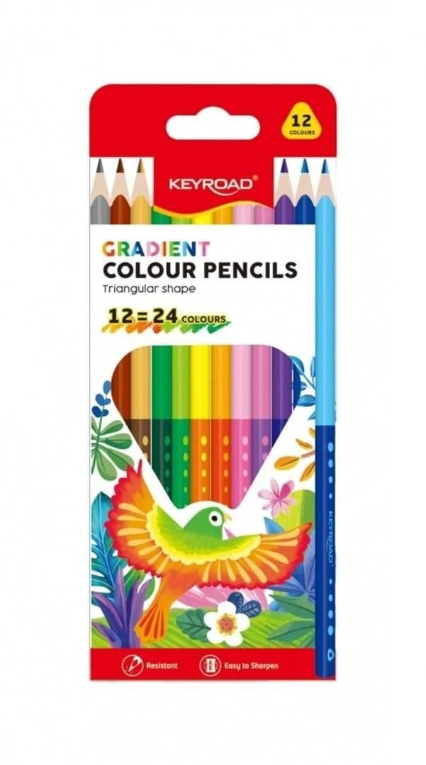 Coffret de crayons de couleur dégradés Keyroad — 12 crayons, gamme de couleurs dégradées