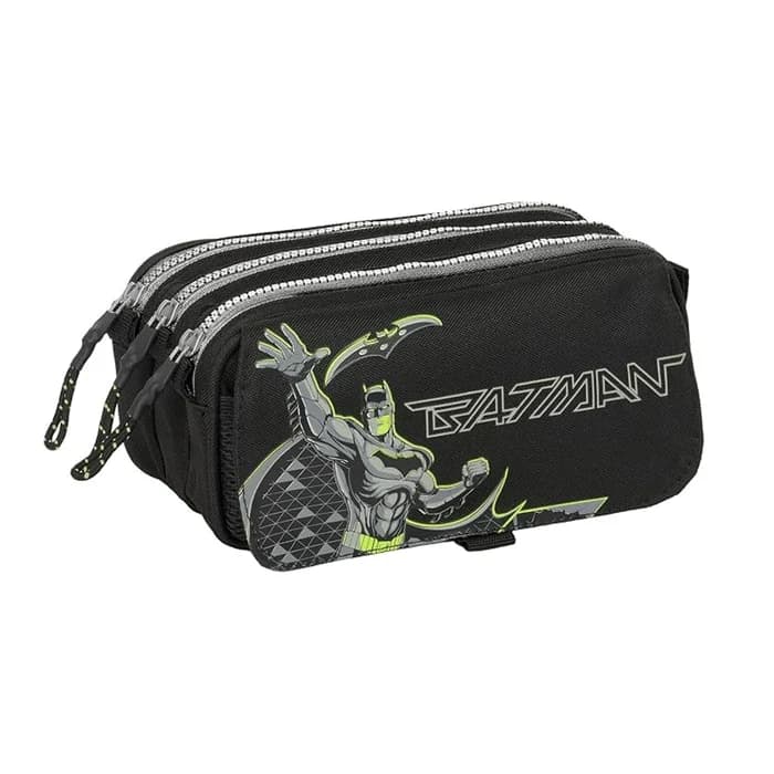 Trousse Safta Batman 3 Compartiments — Noir & Vert