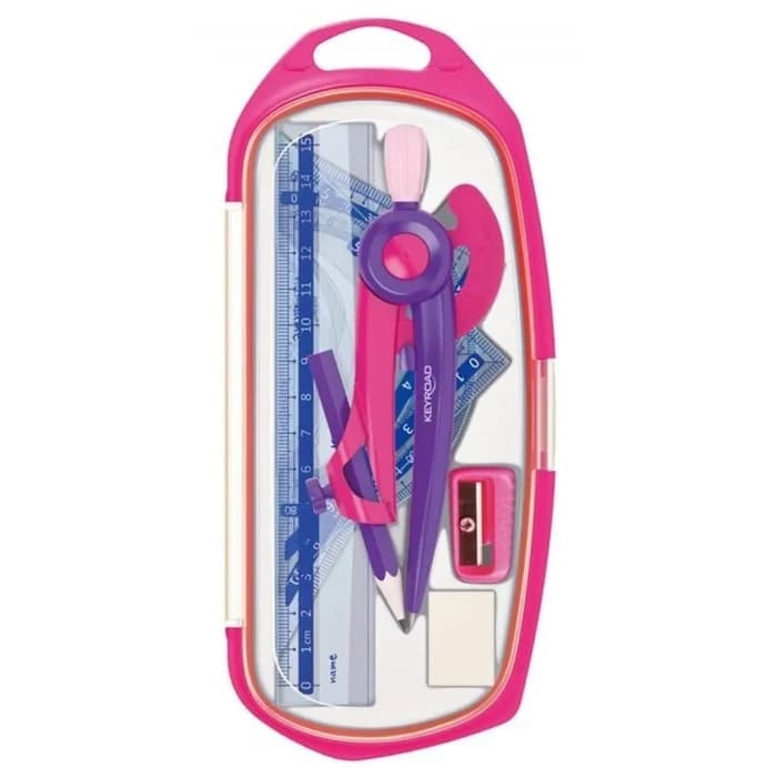 Kit Géométrie Compas 8 Pièces Rose