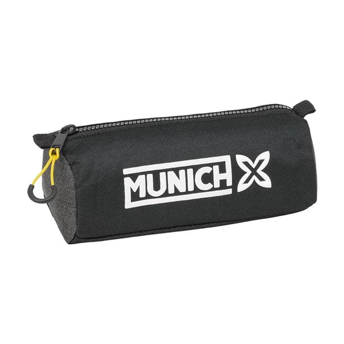 Trousse Munich — Noir, Gris & Jaune avec Anneau de Suspension
