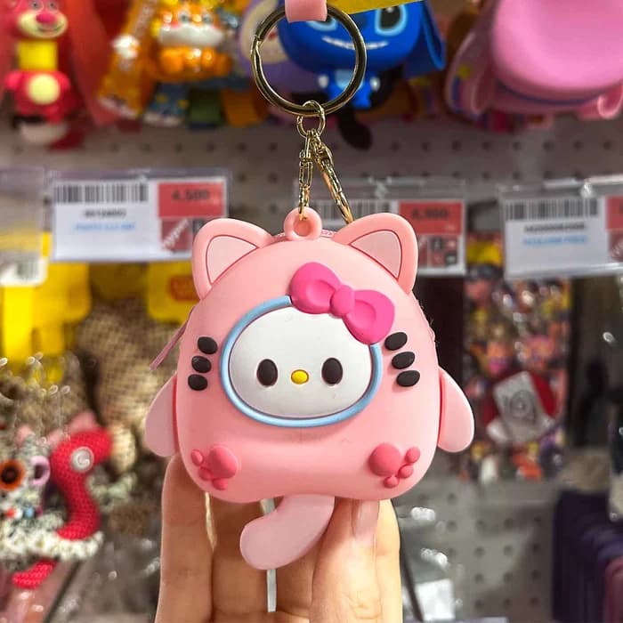 Porte-clés Kawaii Chat Rose - Personnage Cartoon
