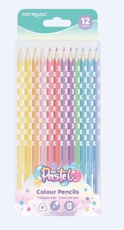 ENSEMBLE DE 12 CRAYONS DE COULEUR COULEURS PASTEL