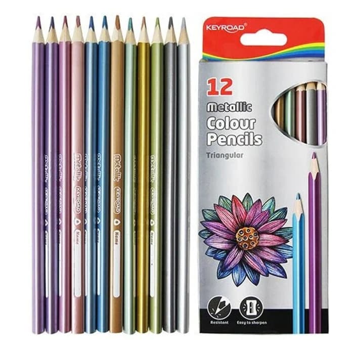 Keyroad Crayons Couleur Métalliques 12 Pièces Triangulaires