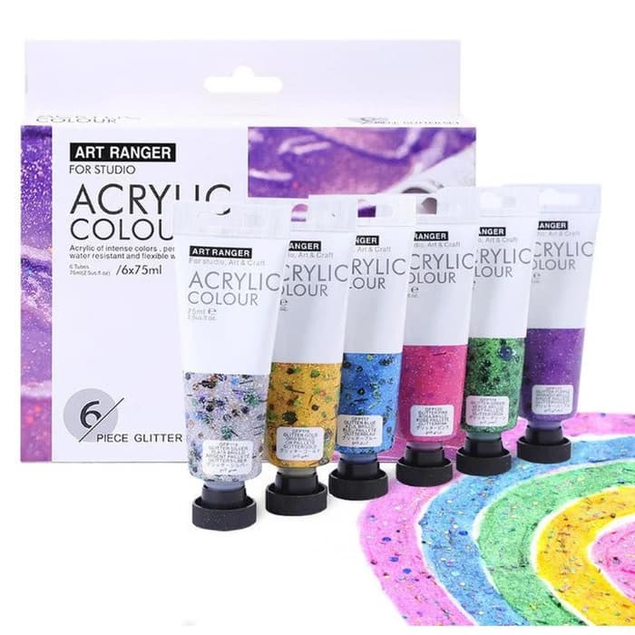 Art Ranger Peinture Acrylique Pailletée Set 6 Tubes 75ml