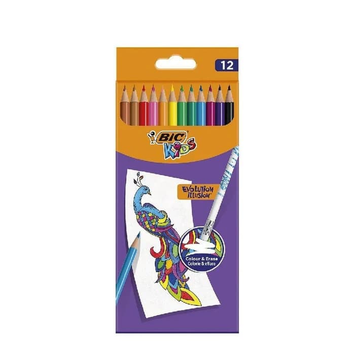 BIC Kids Crayons De Couleur Evolution Illusion - 12 Couleurs